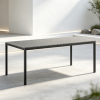 Table de salle à manger d'extérieur en plastique et bois, avec structure en aluminium, idéale pour pique-nique, jardin et patio – Offre spéciale