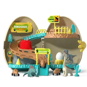 교육 STEM 매직 서프라이즈 공룡 경주 트랙 자동차 모험 장난감 놀이 세트 어린이를위한 공룡 계란 장난감을 가져 가라