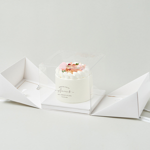 Boîte <span class=keywords><strong>à</strong></span> gâteau double lasagne transparente Mu Si portable de 4/6/8 pouces avec poignée, en carton ondulé de qualité alimentaire, personnalisation haut de gamme - Product Image 4