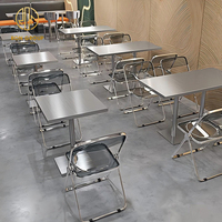 Industrielles Edelstahl gepolstertes Leder Fast Food Commercial Restaurant Möbel Sofa Tisch und Stuhl Stand Sitzset