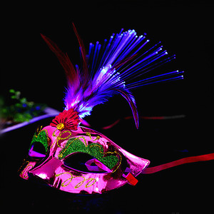หน้ากากขนนกเรืองแสงไฟเบอร์ออปติก LED หลากสี ของเล่นเด็ก ขายส่ง ลดราคาพิเศษสำหรับปาร์ตี้ฮาโลวีน - Product Image 2