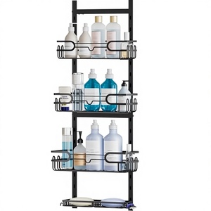HapiRm Portaoggetti da Doccia Moderno a 4 Ripiani Regolabile con Ganci Portasapone, Senza Foratura, da Appendere Sopra la Porta per Bagno o Parete in Vetro - Product Image 4