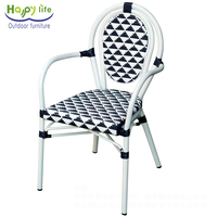 Chaise de bistrot en rotin français Happy Life Furniture, empilable, en rotin PE, pour restaurant extérieur, portable, pour chambre et parc