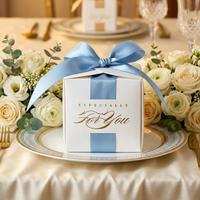Caja de Regalo Personalizada para Recuerdos de Boda con Diseño de Concha, Papel Dorado y Cinta de Satén para Regalos de Fiesta de Bodas