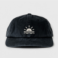 Casquette de baseball personnalisée noire délavée en sergé de coton teint pigmentaire, style bohème marin, respirante, non structurée, profil bas, réglable