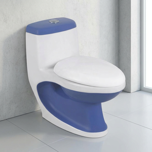 Inodoro de una pieza antisalpicaduras con sifón en P, de cerámica, montado en el suelo, para baño, sanitario. - Product Image 2