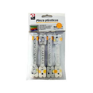 Clips de fermeture en plastique Erpsl 12 cm, 4 pièces, gris, blanc, visage souriant, taille moyenne, fermeture de sac - Product Image 2