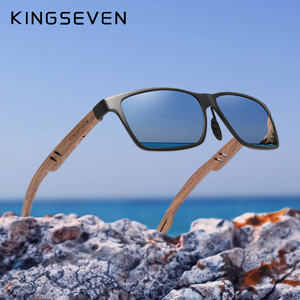 Gafas de Sol Polarizadas Cuadradas de Aluminio y Madera Hechas a Mano, Unisex, con Logotipo Personalizado <span class=keywords><strong>KINGSEVEN</strong></span>, Anti-Radiación, Modelo 5507 - Product Image 3