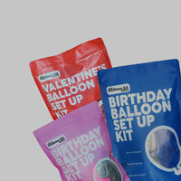Sachet d'emballage Doypack mat rouge, bleu, noir personnalisé avec logo, fermeture éclair et fenêtre pour emballage de ballons de la Saint-Valentin