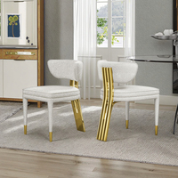Chaise de salle à manger en cuir avec cadre en métal haut de gamme Ming - Design minimaliste moderne pour un usage domestique, salle à manger décontractée, bureau, entreprise