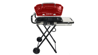 Barbecue de camping extérieur en acier inoxydable et fonte, pour 5 personnes, facile à nettoyer, réglable, avec chariot et bouton de commande, finition thermolaquée