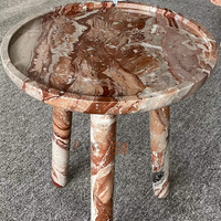 Table d'appoint ronde en travertin beige Wabi Sabi, bord brut, pour hôtel, villa, salon