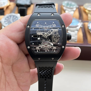 2026High-quality Skeleton Tourbillon Mechanical <b>Watch</b> Titanium Tonneau Case Honeycomb <b>Rubber</b> Strap Men's Luxury Sports <b>Watch</b> - Product Image 1