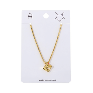 Collana con Ciondolo a Lettera Z in Acciaio Inossidabile Z Brand 12x14cm, Placcata Oro con Catena a Serpente, Gioiello Unisex alla Moda - Product Image 2