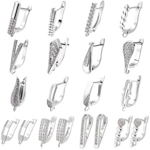 Composants de boucles d'oreilles en laiton plaqué or 18 carats pour la fabrication de bijoux DIY, type <span class=keywords><strong>Huji</strong></span>, avec zircon, à la recherche d'accessoires - Product Image 2