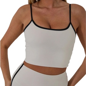 OEM Sleeveless Yoga <b>Vest</b> Sport Singlet Anti-bobble Contrast Piping 3D Silicone logo Ladies tank <b>Top</b> for <b>Women</b> - Product Image 5