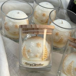 Vela navideña LANJO Gold Ball, perfumada y de lujo, con tapa de madera, velas aromáticas, regalo de Navidad para familiares y amigos. - Product Image 2