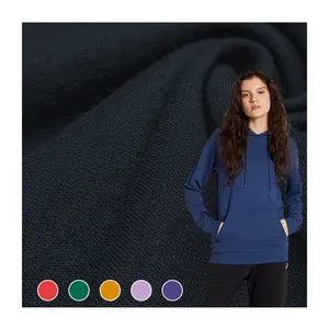 Pure Color Bamboo Elastance Fabric Polyester Terry Material, High Stretch Knit Bamboo Cotton 3 End Terry Fabric/