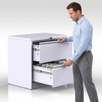 Armoire de classement métallique à 2 tiroirs, large, en acier, sous le bureau, pour dossiers A4, avec serrure à clé