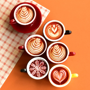 Cute DIY Eco-friendly Painted Resin Accessories Play Set <b>Miniature</b> Coffee Cup Plate Coffee Cup Pattern for Desktop Christmas - Product Image 4
