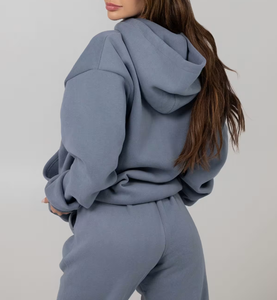 Conjunto Deportivo de 2 Piezas para Mujer, Sudadera con Capucha Extra Grande de Felpa Gruesa y Pantalones Jogger, Tallas Grandes Personalizadas - Product Image 2