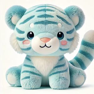Tigre mignon personnalisé brodé jouets en peluche doux coton tissu porte-clés pour la maison bébés confortable guérison décompression poupées - Product Image 5