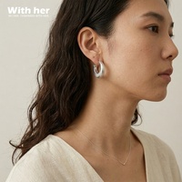 Boucles d'oreilles créoles géométriques tendance Withher, minimalistes et chics, en laiton plaqué or blanc, hypoallergéniques, bijoux unisexes