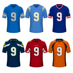 TOP Groothandel Goedkope Unisex Geborduurde Amerikaanse Football Jersey Rugby Uniform Ademend Korte Mouw Hoge Kwaliteit Verzending - Product Image 1