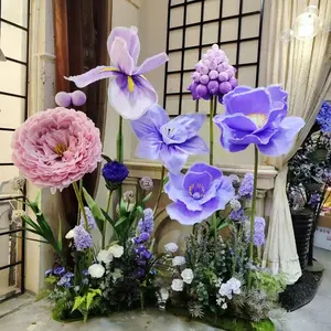 Various style party events decoration props artificial giant flower customize shopping mall decoration large organza flowers