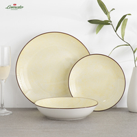 Ensemble d'assiettes et de bols en céramique moderne couleur crème Macron, vaisselle imprimée vibrante, écologique, compatible micro-ondes, pour la maison et les cafés