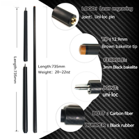 Queues de billard et accessoires de billard en fibre de carbone 100 % véritable, personnalisés en usine, ultra-résistants et de haute qualité, pour les clubs de billard