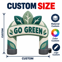 Arche gonflable verte personnalisée avec motif de feuilles pour festival écologique, événement de durabilité, promotion de marque en extérieur, vente en gros