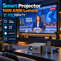Projecteur Android 4K 1000 Lumens ANSI 1080P Full HD Natif Smart WiFi Équipements de Présentation Home Cinéma