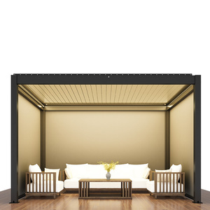 Pergola bioclimatique en aluminium avec <span class=keywords><strong>profil</strong></span>és de persiennes, pare-soleil ignifuge automatique ou manuel 3 x 4 m - Product Image 2