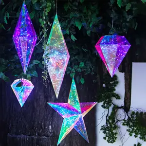 LED Illusionary 20 Faces Diamond PVC Christmas Decorations Outdoor Shopping Mall Lawn Holiday Ornament For Season Decorations