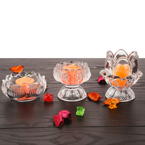 Buddhist Articles High Foot <strong>Lotus</strong> Butter Lamp Lamp <strong>Holder</strong> <strong>Candle</strong> Cup Glass Candlestick Buddha Offerings - Product Image 2