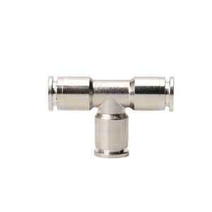 Pneumatic Air Hose <b>Quick</b> <b>Connector</b> T Type Pe 04 06 08 10 12 14 16 Mm Copper Plated Nickel For Compressor - Product Image 2