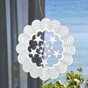 Curved Edge Star 3d Stereo Rotating Stainless Steel Wind Chimes Outdoor Garden Hanging Decorations Wind Trap