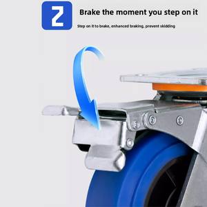 Roues en caoutchouc TPR bleues à haute élasticité de 3, 4 et 5 pouces, de qualité moyenne à robuste, pour chariots à outils, roulettes pivotantes à double <span class=keywords><strong>axe</strong></span>, freins silencieux - Product Image 4