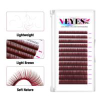 Cils synthétiques Veyelash, sans cruauté envers les animaux, véganes, naturels, longs, 0,07 mm, marque personnalisée, étiquette privée, cils classiques colorés