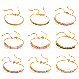 European American Fashion Gold <b>Drawstring</b> <b>Bracelet</b> Zinc Alloy Channel Setting Adjustable Jewelry Party Unisex - Product Image 5