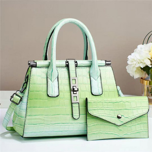 Ensemble de sacs Boston An Ru Shi à motif crocodile, taille moyenne, pour usage quotidien, sac à bandoulière avec portefeuille - Product Image 3