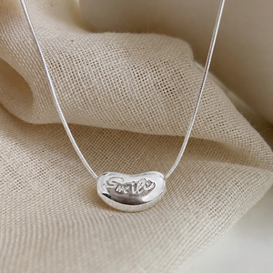 S925 Sterling <b>Silver</b> Smile Pea Necklace Love Bean Design Everyday Wear <b>Choker</b> 405cm Chain Length - Product Image 3