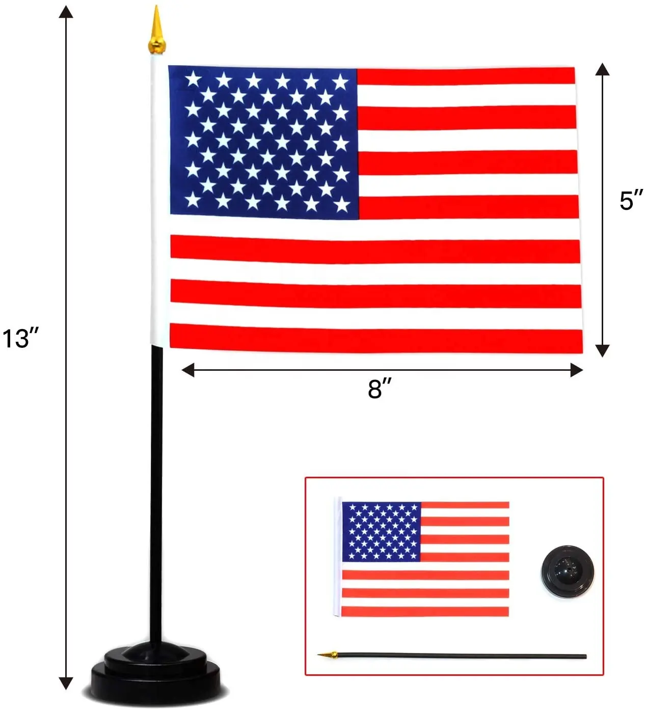 Heyuanカスタムアメリカ国旗ナイロンプラスチックベースポリエステルミニカントリー国立オフィスデスクハンドフラッグ