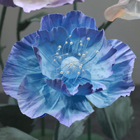Rose de coquelicot géante gonflable en organza fait à la main pour décoration de maison de mariage Fleurs artificielles avec tige Fleurs géantes en papier
