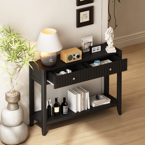 <b>Console</b> Table with Drawers Narrow Wood Accent Sofa Table Entryway Storage Shelf for Hallway Front Doorway Living Room - Product Image 4