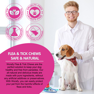 Worafy Pet Herbal Soulagement de la peau pour chiens Poisson et lapins Supplément de vitamine B Doux à mâcher Pet Empêcher les puces et les tiques Doux à mâcher - Product Image 5