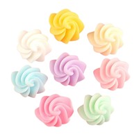Cokelat Bunga Kawaii Artistik, Resin Cabochon Flatback untuk Kerajinan Model DIY, Aksesoris Rambut, Dekorasi Casing Ponsel
