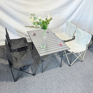 Juego de Mesa y Sillas Plegables Ligeras para Acampar, para <span class=keywords><strong>4</strong></span> <span class=keywords><strong>Personas</strong></span>, Muebles Plegables para Exteriores, Juego de Mesa y Sillas para <span class=keywords><strong>Picnic</strong></span>, Viajes y Fiestas - Product Image 1