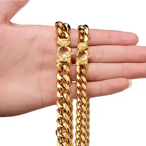 Custom length 316L Stainless steel necklace jewelry Cuban chain 18K gold men's necklace gold chain Jewelry bracelet